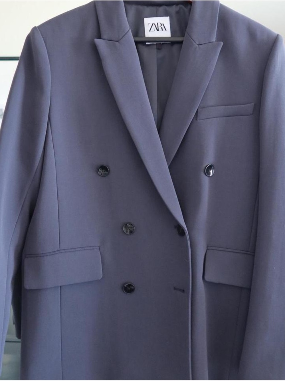 Zara Women’s Double-Breasted Marine Blue Blazer - Size M